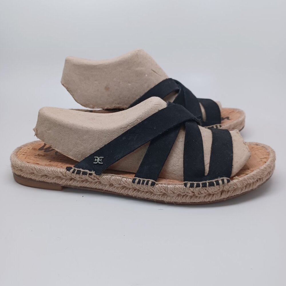 Sam Edelman Sandals Averie‎ Strappy Slide Black Leather Espadrille Women 10 - Picture 8 of 13